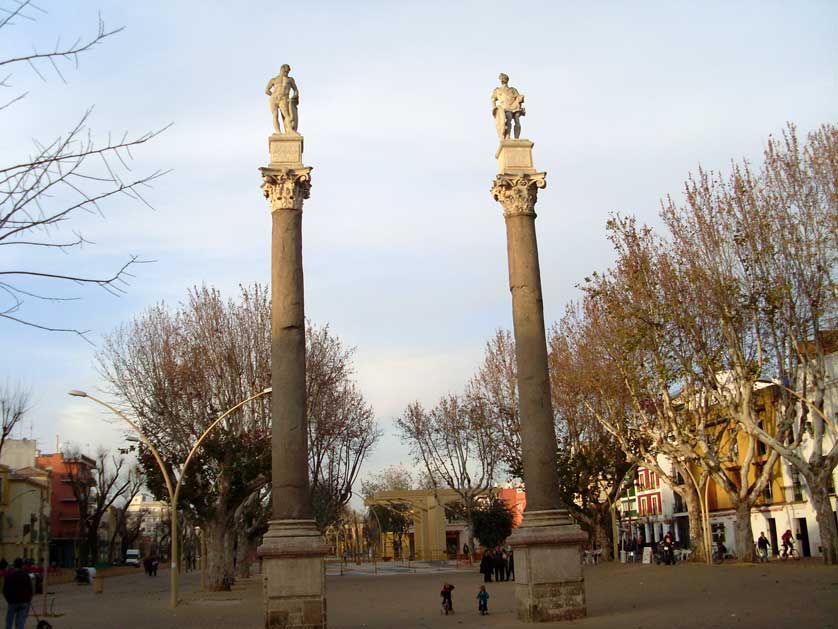 The Alameda de H&eacute;rcules and Columnas de Hercules, Sevilla, Spain.