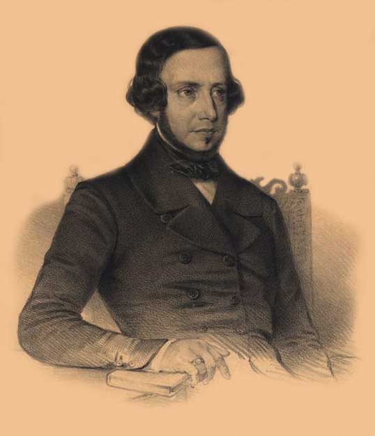 A lithograph of Garrett, by Pedro Augusto Guglielmi.
