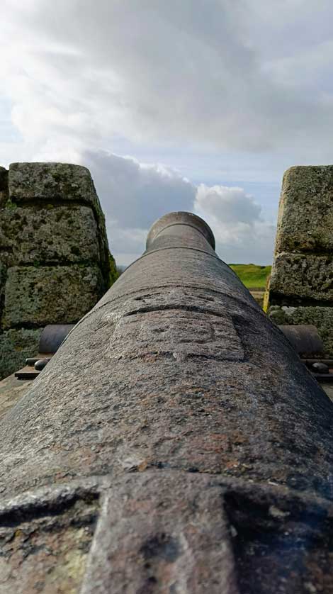 Cannon pointing towards Spain.