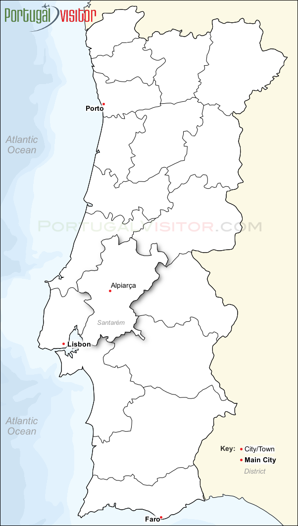 Map of Alpiarça, Portugal.