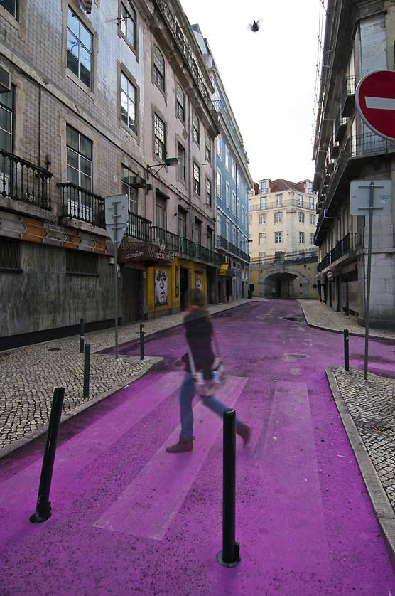 Pink Street, Cais do Sodr&eacute;, Lisbon, Portugal.