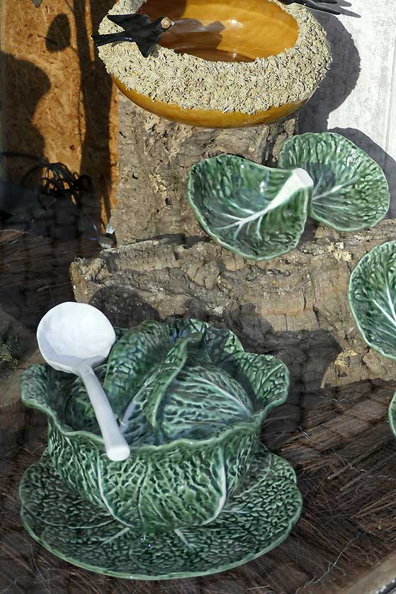Caldas da Rainha's signature cabbage leaf tableware ceramics.