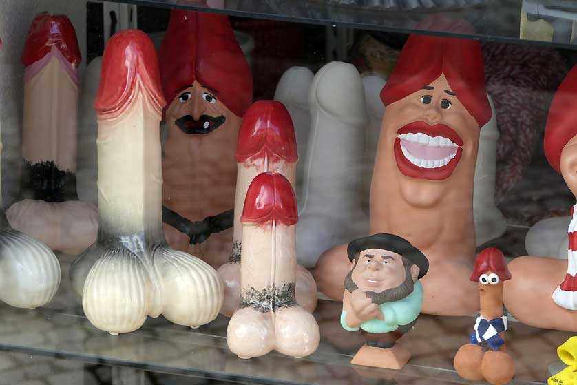 Caralhinhos in a shop window.