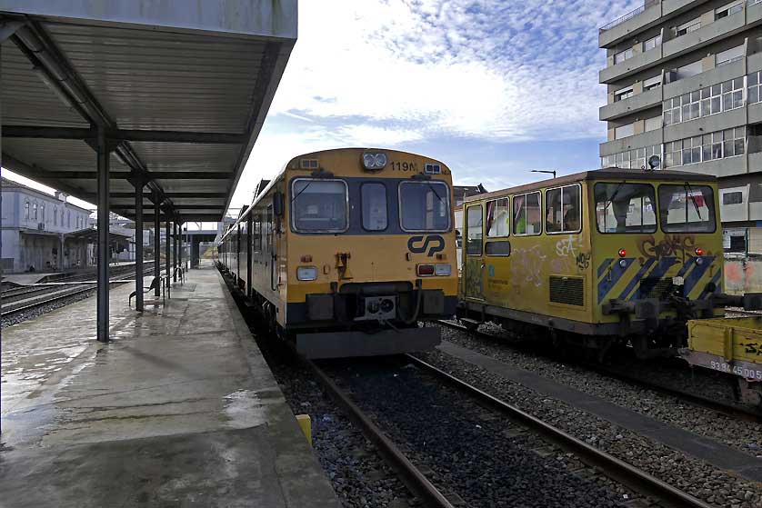 Trains and platforms at the station.