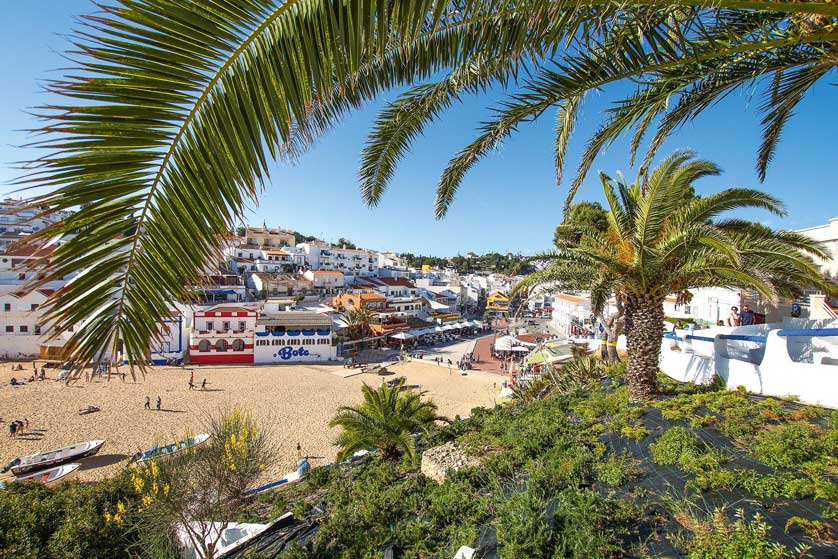 Carvoeiro beach and town, Algarve, Portugal.