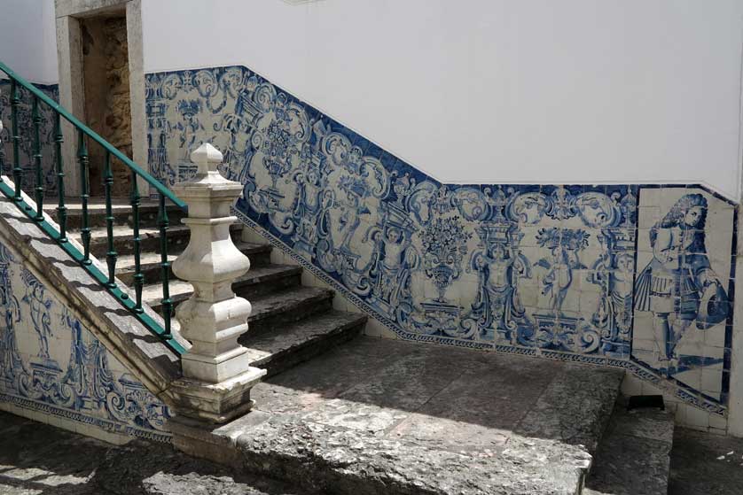 The azulejos-lined staircase to the chapel.