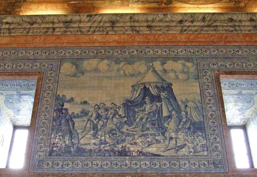 Azulejo tile panel in the Royal Basilica of Castro Verde.