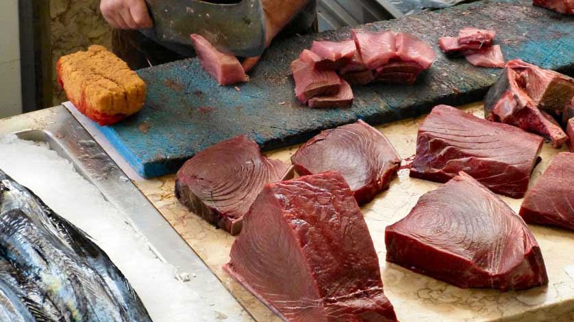The fish market is in the basement of the Mercado dos Lavradores in Funchal.