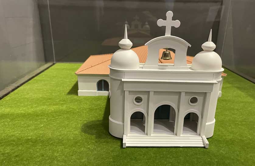 Scale model of an earlier version of Santa Cruz Church.