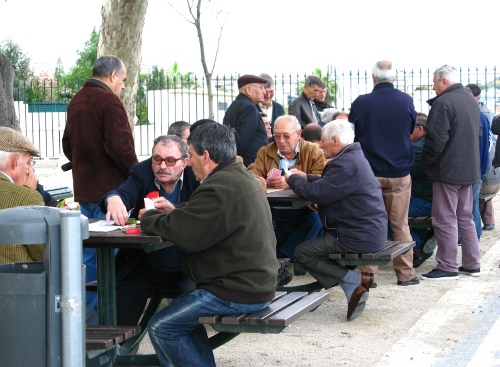 Portuguese men playing cards, Lisbon.