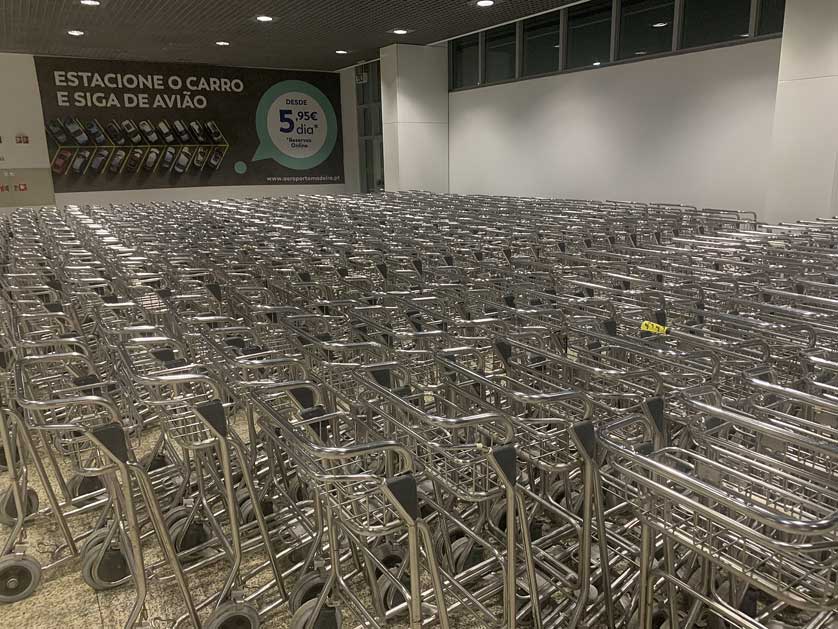 Baggage trolleys at the airport.