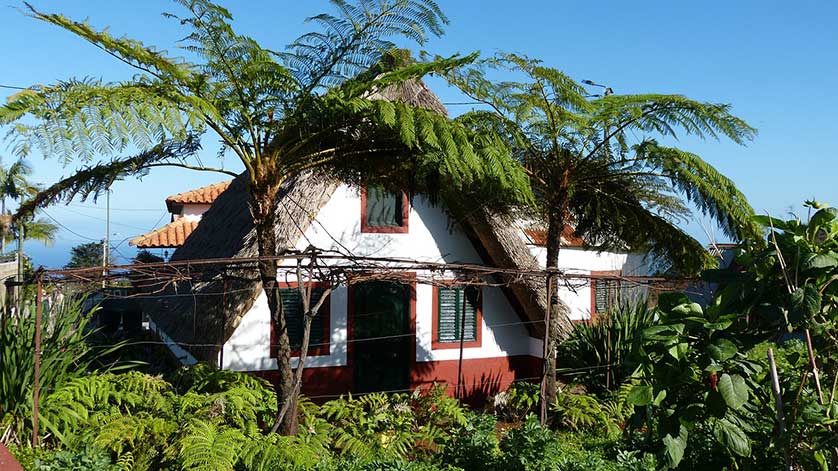 Colorful thatched cottage on Madeira, Portugal.