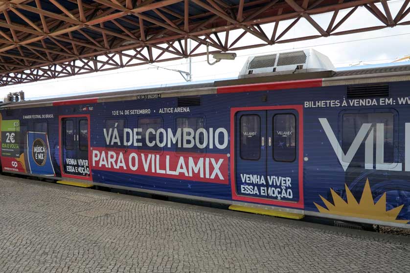 Train at Monte Abraão Station, Lisbon, Lisbon.