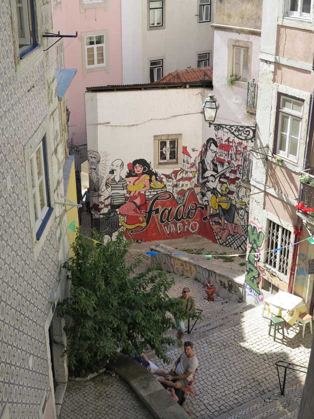 Mouraria Fado Vadio mural, Lisbon, Portugal.