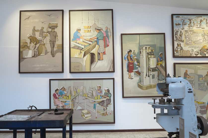 Contemporary paintings of the canning industry.