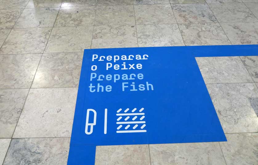 Floor panels guide visitors around the museum.