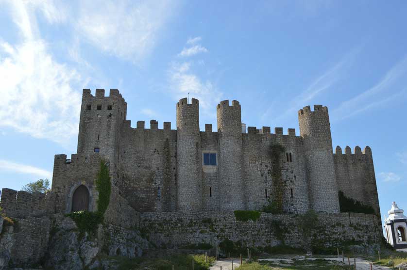 The walls and battlements of the castle.