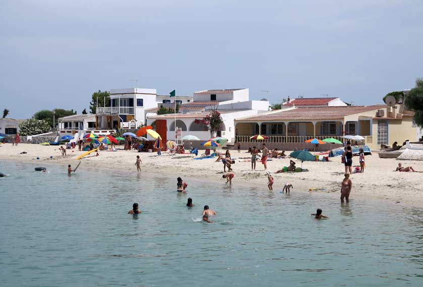 Beach at the ferry dock, Armona, Olhao, Algarve, Portugal.