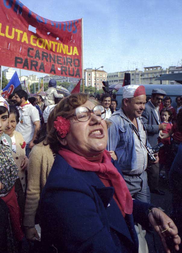 A political demonstration in the 1980s.