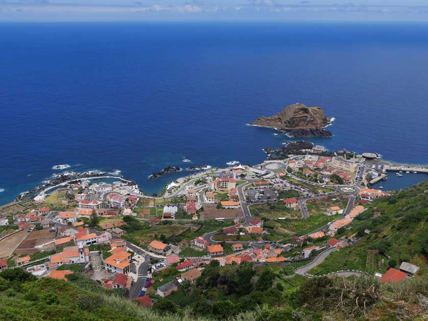 View of Porto Moniz from the Miradouro da Santa, Madeira.