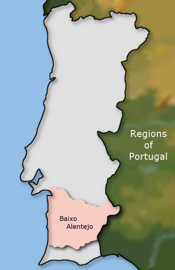 Alentejo region map.
