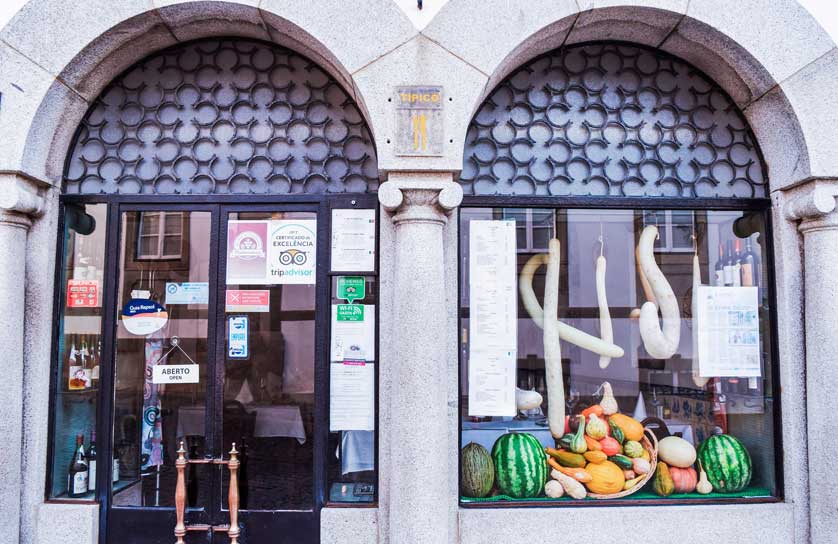 Shop selling vegetables, fruit and wine in Portugal.