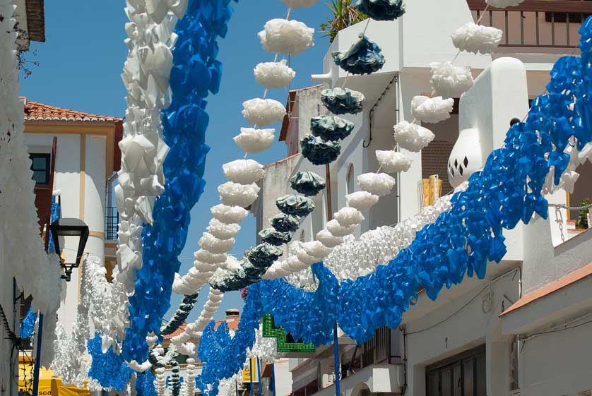 A village decorated for the local festival, Portugal.