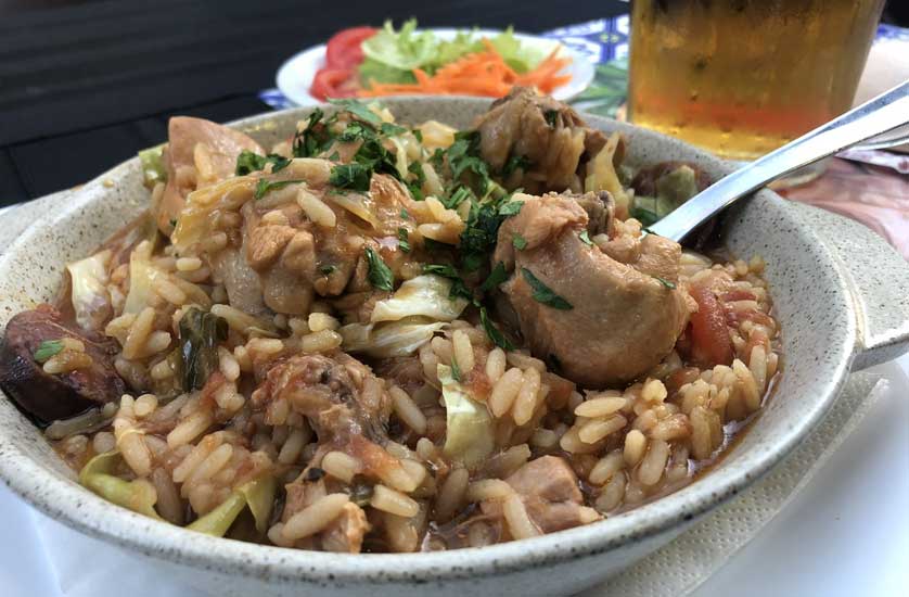 Portuguese pork, bean & chorizo stew.