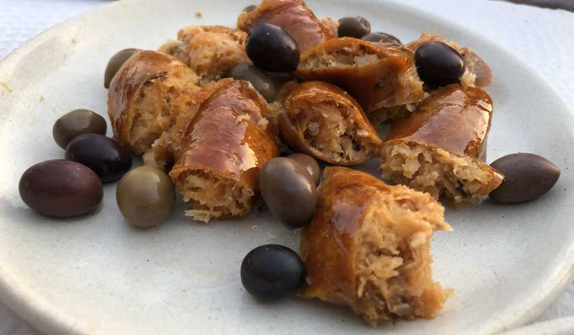 Portuguese sausages with olives.