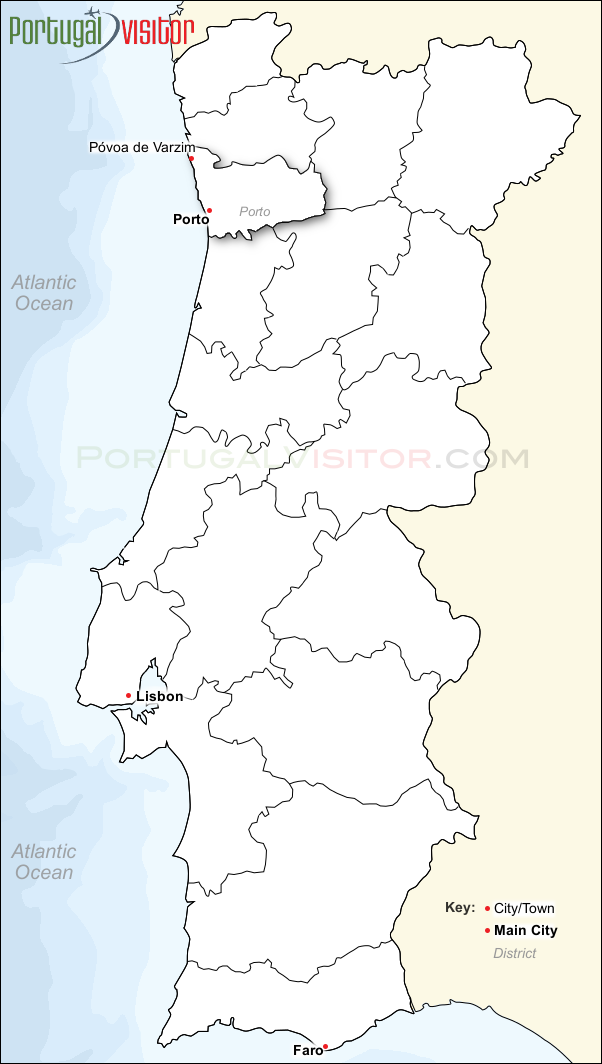 Map of Povoa de Varzim, Portugal.