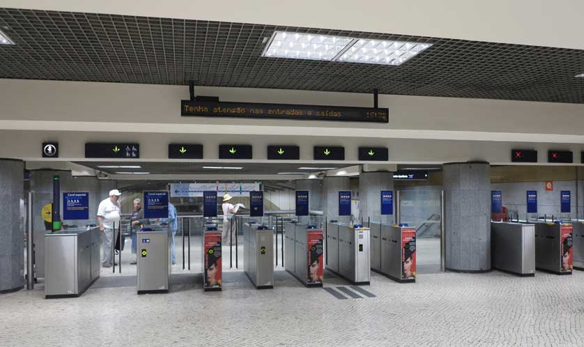 Ticket gates at the station.