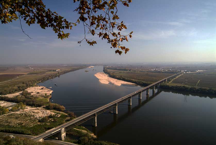 View of the River Tagus from the Portas do Sol, Santarém, Portugal, Portugal.