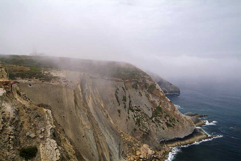 The misty cliffs at Cabo Espichel.