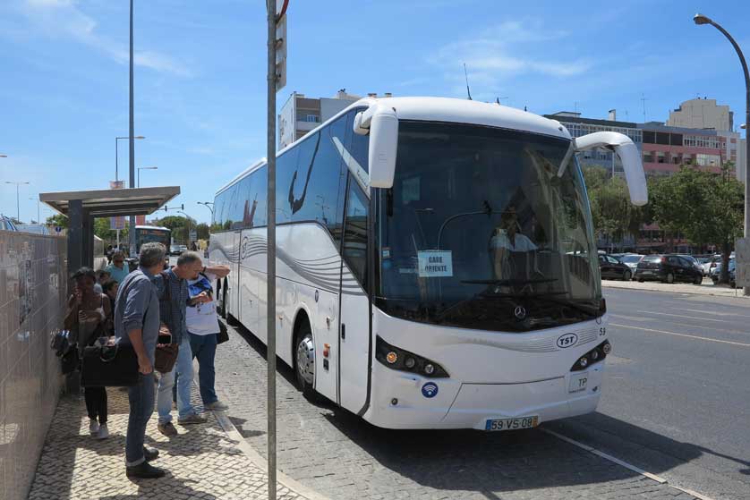 Bus outside Setubal Station, Lisbon.