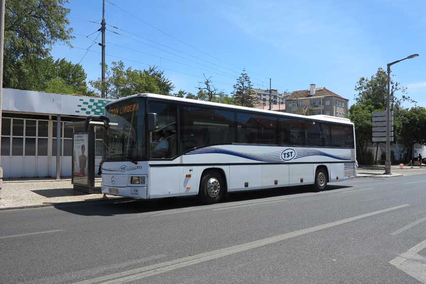 Bus outside Setubal Station, Lisbon.