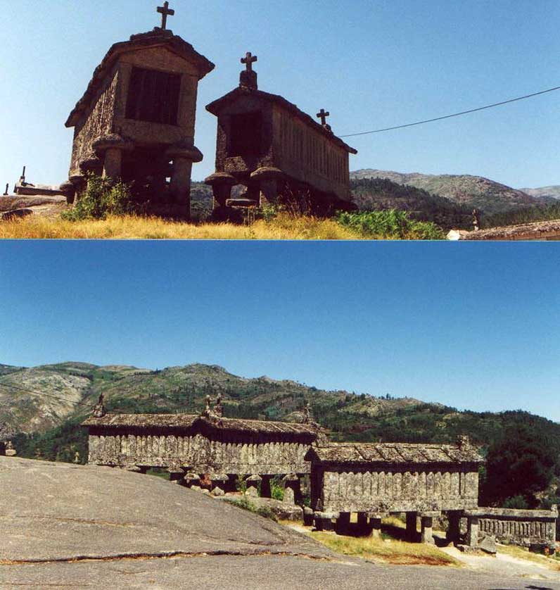 Espigueiros (grain houses) in Soajo - the crosses on the roofs are to bless the harvest.