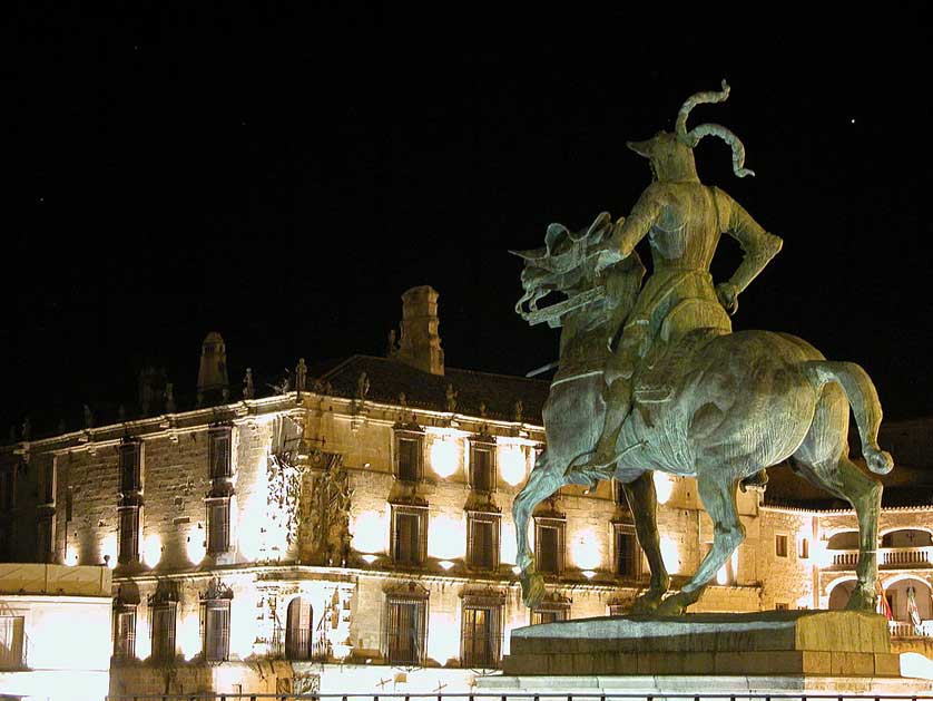 Statue of Francisco Pizarro in Plaza Mayor, Trujillo.