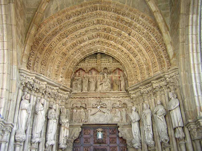 The ornate north portal of Tui's cathedral is one of its decorative highlights.