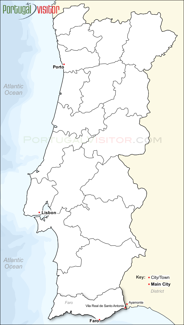Map of Vila Real de Santo Antonio, Algarve.