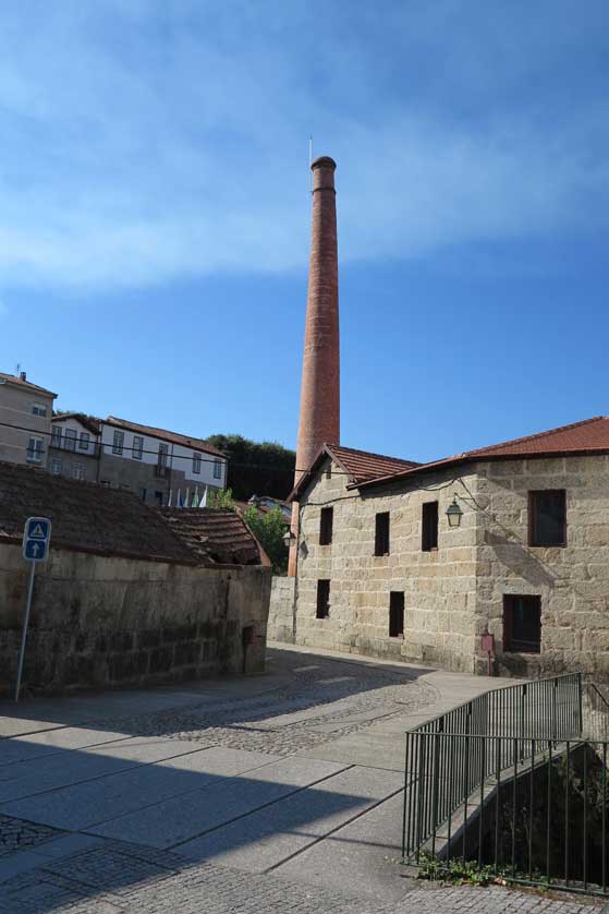 Brick chimney is the former leather quarter of Guimarães, Portugal.